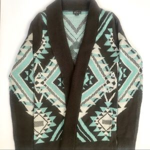 Eddie Bauer Geometric Shawl Collar Cardigan Size S Small Southwest Aztec Print